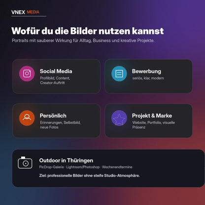 Nutzungsfälle Portraitshooting Social Media Bewerbung persönliche Projekte Outdoor Thüringen – VNEX Media